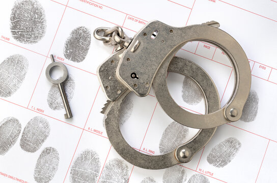Handcuffs on fingerprint card