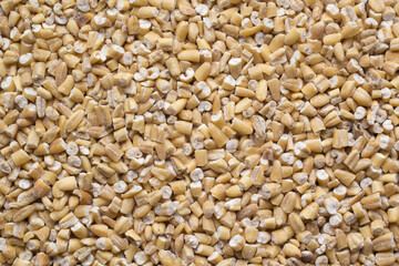 Flat lay detail view of steel cut oats