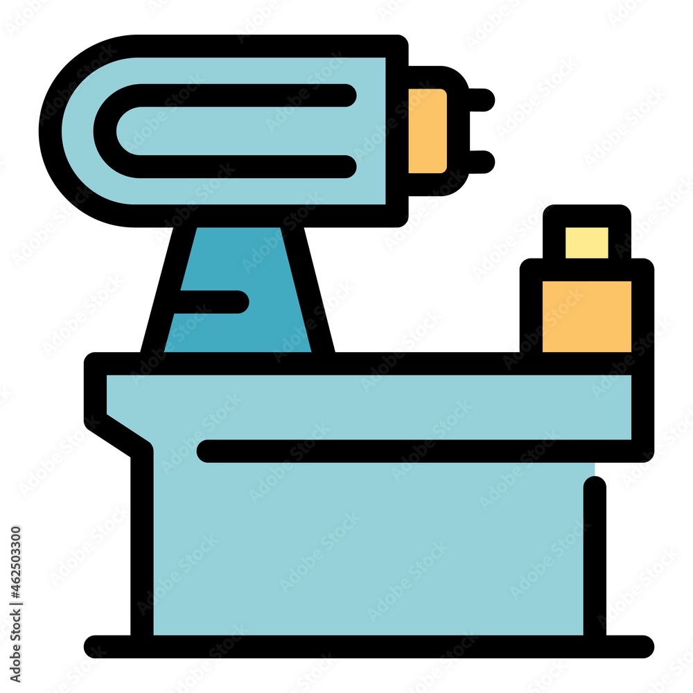 Poster automated lathe icon. outline automated lathe vector icon color flat isolated