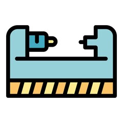 Lathe equipment icon. Outline lathe equipment vector icon color flat isolated