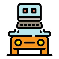 Car luggage icon. Outline car luggage vector icon color flat isolated