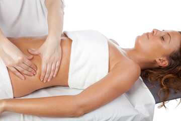 Young women having stomach massage