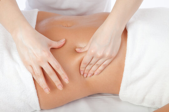Young women having stomach massage