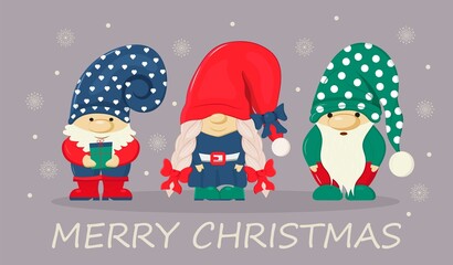 Christmas, Santa's fairy helper illustration. New year, Merry Christmas greeting, xmas card. G