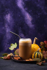 Pumpkin latte, hot autumn drink
