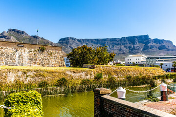 Fototapeta premium Exterior walls (and sign of the city of Leerdam) of the Castle of Good Hope in Cape Town, South Africa