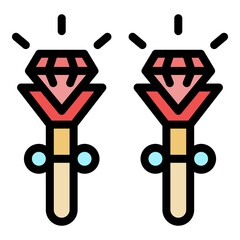 Earrings icon. Outline earrings vector icon color flat isolated