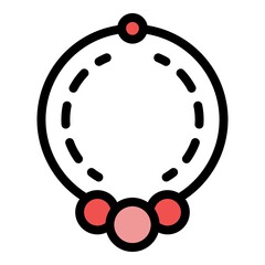 Pearl necklace icon. Outline pearl necklace vector icon color flat isolated