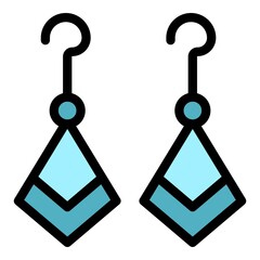 Pair of earrings icon. Outline pair of earrings vector icon color flat isolated