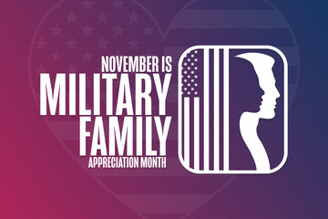 November is Military Family Appreciation Month. Holiday concept. Template for background, banner, card, poster with text inscription. Vector EPS10 illustration. - Powered by Adobe