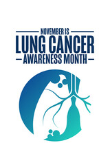 November is Lung Cancer Awareness Month. Holiday concept. Template for background, banner, card, poster with text inscription. Vector EPS10 illustration.