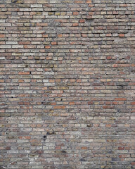fragment of brown old brick wall, brick wall texture, pattern or wallpaper