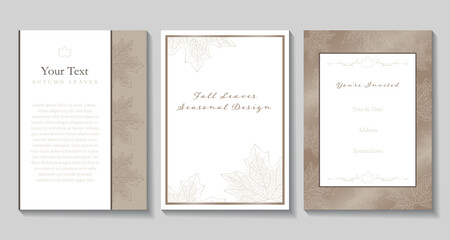 A set of autumn leaves invitation designs in neutral tones