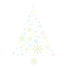 snow tree snowflakes beautiful delicate multicolored christmas tree made of hand drawn pastel colors snowflakes