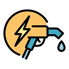 Fuel pistol station icon. Outline fuel pistol station vector icon color flat isolated