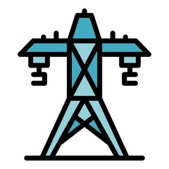 Electric tower icon. Outline electric tower vector icon color flat isolated