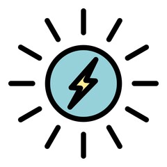 Light solar energy icon. Outline light solar energy vector icon color flat isolated