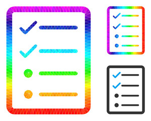 Obraz premium lowpoly checklist page icon with rainbow colorful. Rainbow colored polygonal checklist page vector is designed from random colorful triangles.