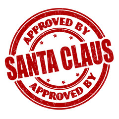 Approved by Santa Claus grunge rubber stamp on white background, vector illustration