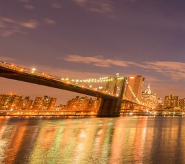 Night view of Manhattan and Brooklyn bridge