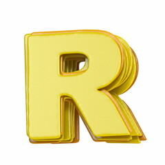 Yellow font Letter R 3D