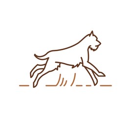 Schnauzer dog silhouette, outline hand drawn contour vector illustration for veterinary logo, petshop advertising design