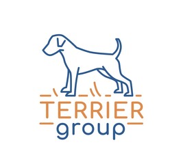 Terrier group logotype in modern outlined style. Editable vector illustration