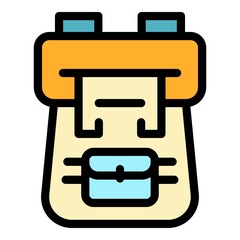 Hiking backpack icon. Outline hiking backpack vector icon color flat isolated
