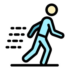 Running boy icon. Outline running boy vector icon color flat isolated