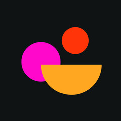 three geometrical designs in a different color