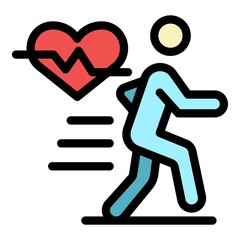 Healthy running icon. Outline healthy running vector icon color flat isolated