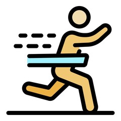Senior marathon run icon. Outline senior marathon run vector icon color flat isolated