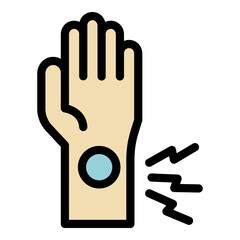 Hand sport injury icon. Outline hand sport injury vector icon color flat isolated