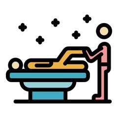 Sport doctor rehabilitation icon. Outline sport doctor rehabilitation vector icon color flat isolated