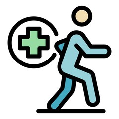 Sport medical help icon. Outline sport medical help vector icon color flat isolated