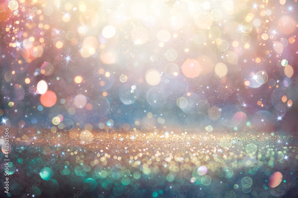 Wall mural shiny glitter in abstract magic christmas background with bokeh and light effect