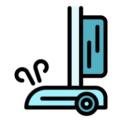 Wheel stick steam cleaner icon. Outline wheel stick steam cleaner vector icon color flat isolated