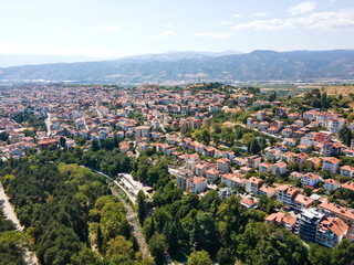 Fototapeta premium Aerial view of town of Sandanski, Bulgaria