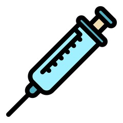 Syringe hormones icon. Outline syringe hormones vector icon color flat isolated