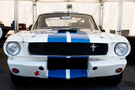 Legend classic car motorsport of sixties Shelby Mustang front view