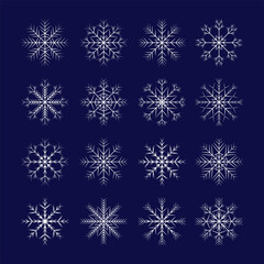 Naklejka na ściany i meble Set of white snowflakes. Vector elements for design.