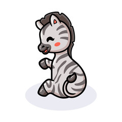Cute little zebra cartoon sitting