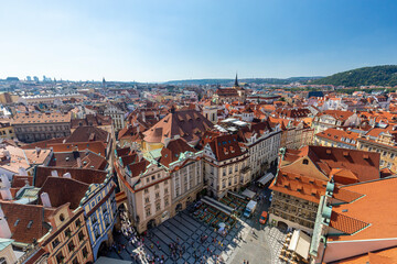 Fototapeta na wymiar View of Praszky Hrad from the old town of Prague.