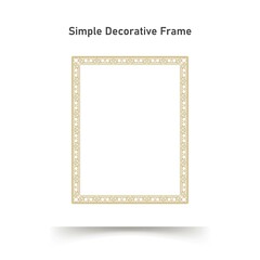 Decorative Ornament Square Frame. Simple Gold Line border for Photo, Certificate Design