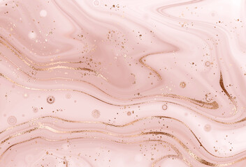 Aesthetic liquid marble painting background design with gold texture.