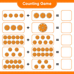 Counting game, count the number of Orange and write the result. Educational children game, printable worksheet, vector illustration