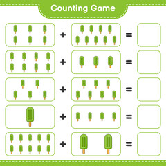 Counting game, count the number of Ice Cream and write the result. Educational children game, printable worksheet, vector illustration