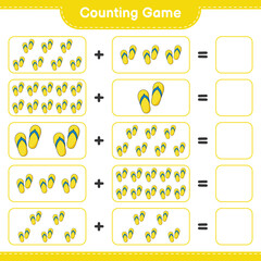 Counting game, count the number of Flip Flop and write the result. Educational children game, printable worksheet, vector illustration