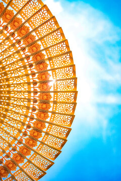 Leque, Summer, Sol, C&eacute;u, Luz, Marrom, Arte
