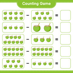Counting game, count the number of Coconut and write the result. Educational children game, printable worksheet, vector illustration